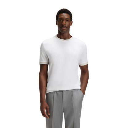 White - Lifestyle - Boss Mens Contrast Detail T-Shirt