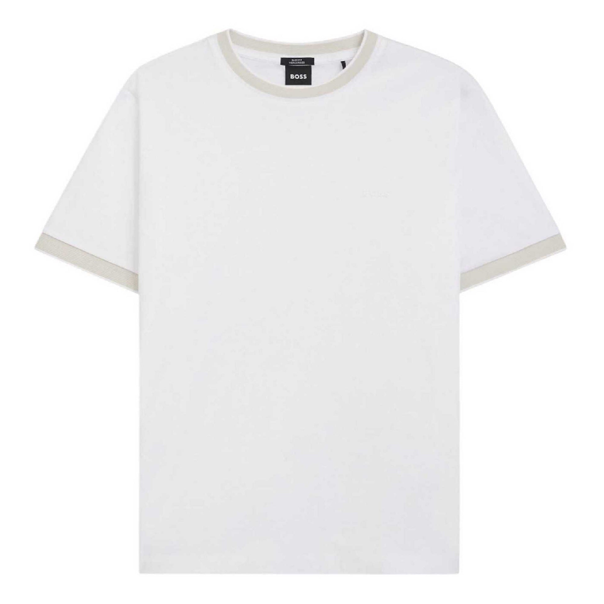 White - Front - Boss Mens Contrast Detail T-Shirt