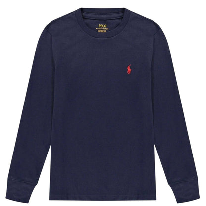 Navy - Front - Ralph Lauren Boys Polo Cotton Long-Sleeved T-Shirt