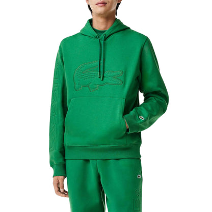 Green - Side - Lacoste Mens XL Croc Jogger Hoodie