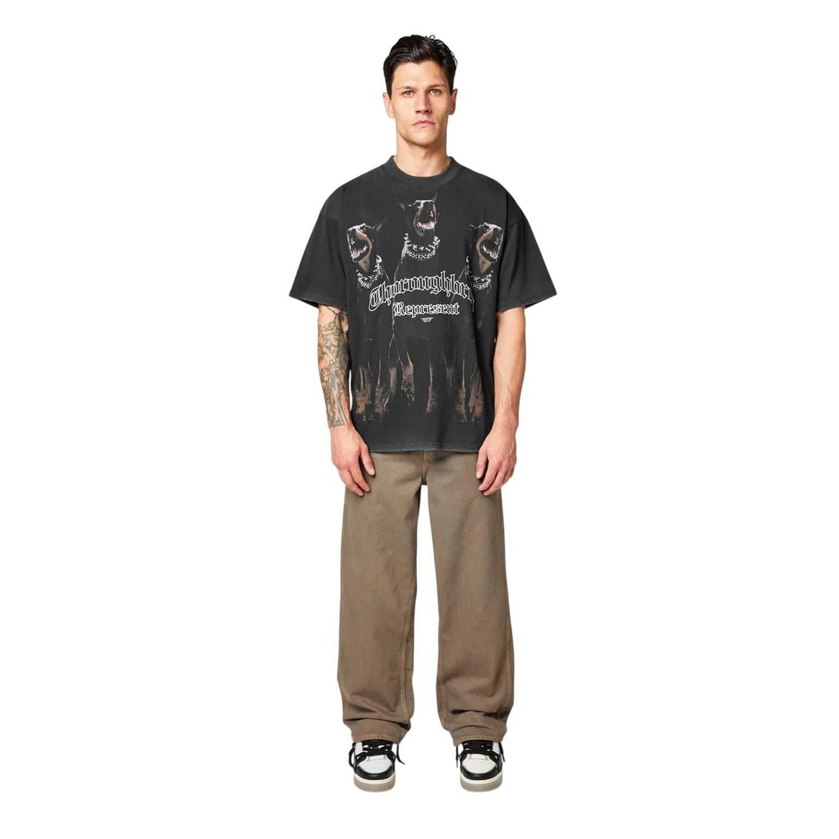 Vintage Black - Side - Represent Mens Thoroughbred Dogs T-Shirt