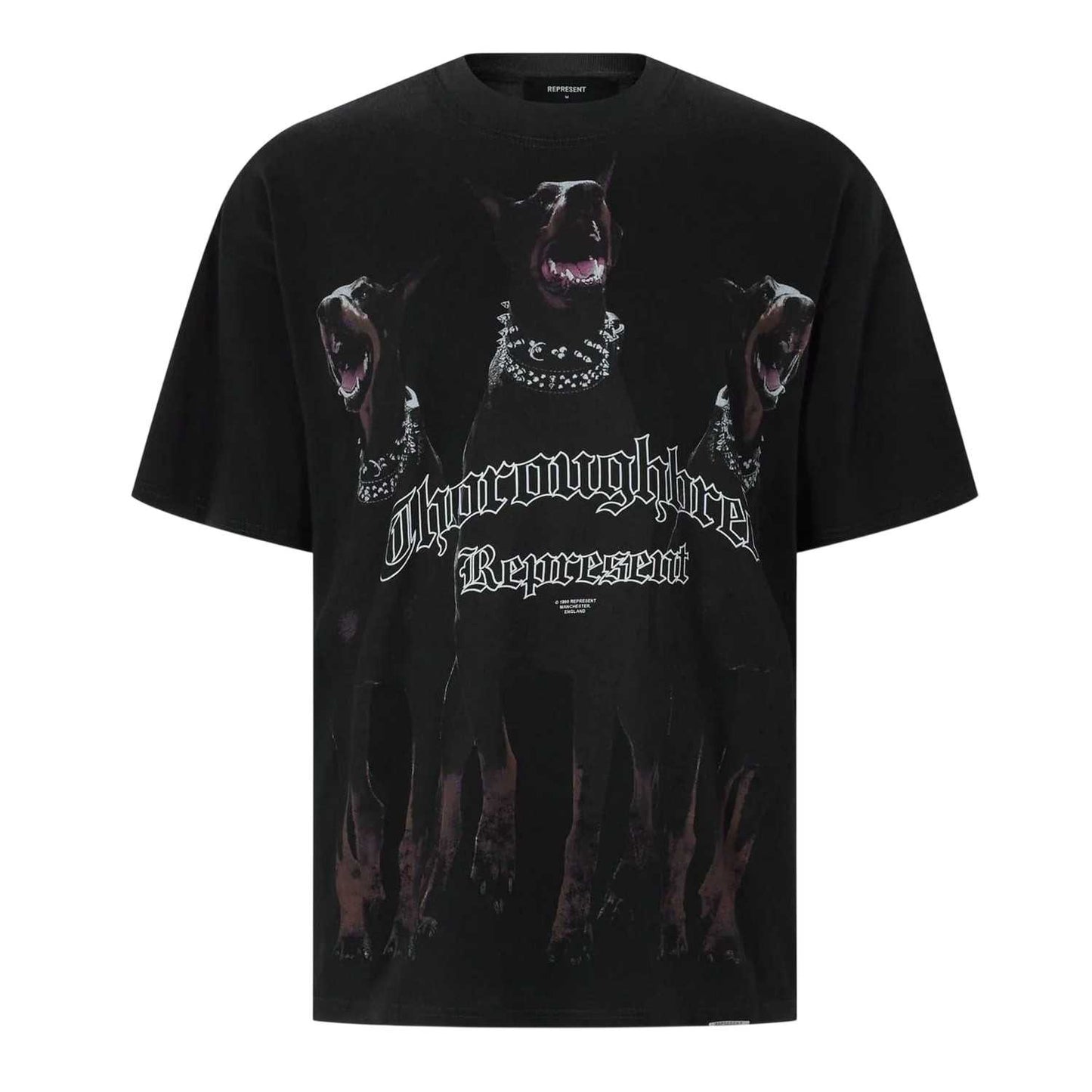 Vintage Black - Front - Represent Mens Thoroughbred Dogs T-Shirt
