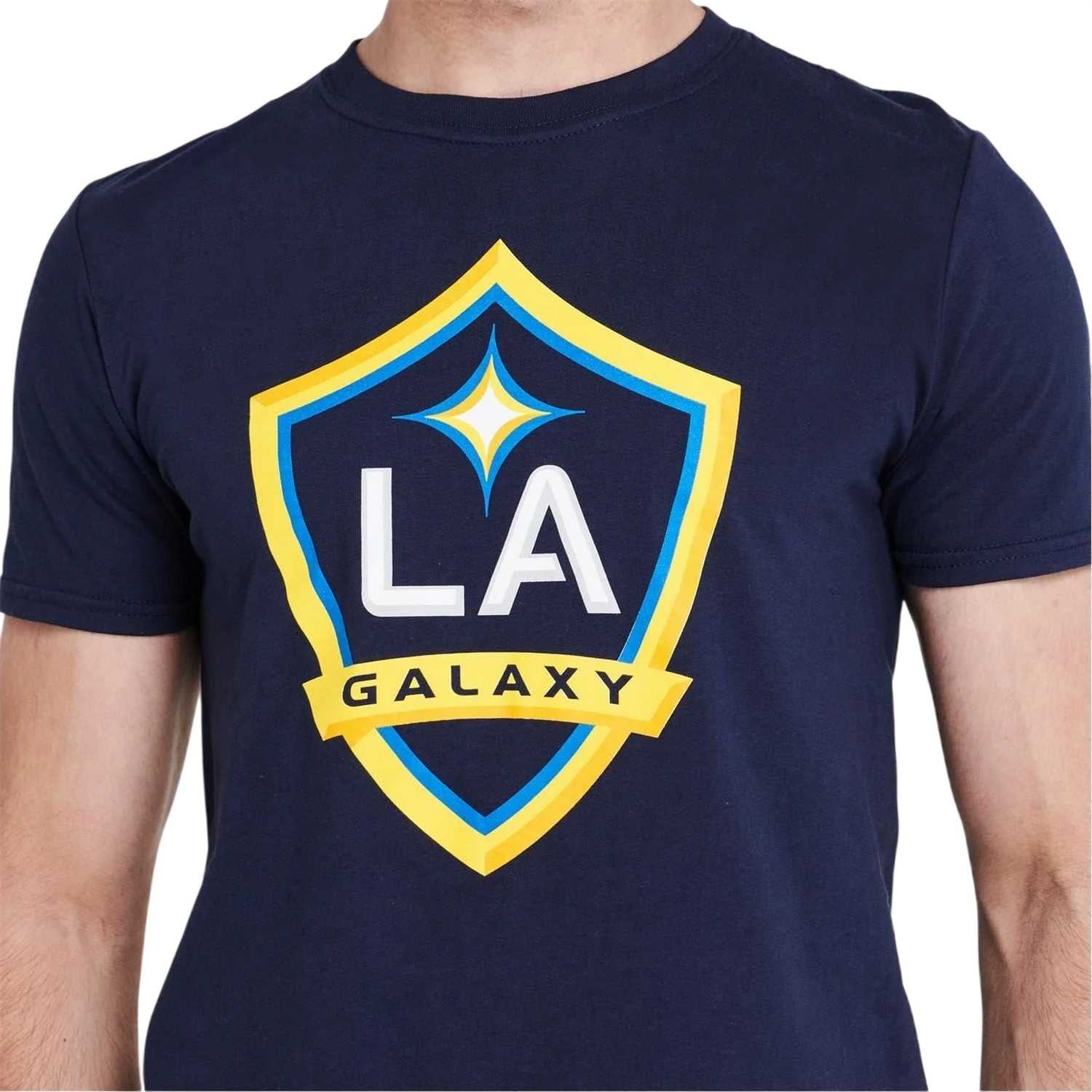 Blue - Side - LA Galaxy Mens MLS Logo Cotton T-Shirt