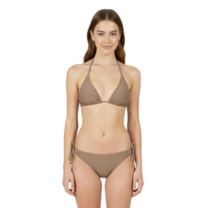 Mocha - Side - Jack Wills Womens-Ladies Ruched Side Tie Bikini Bottoms
