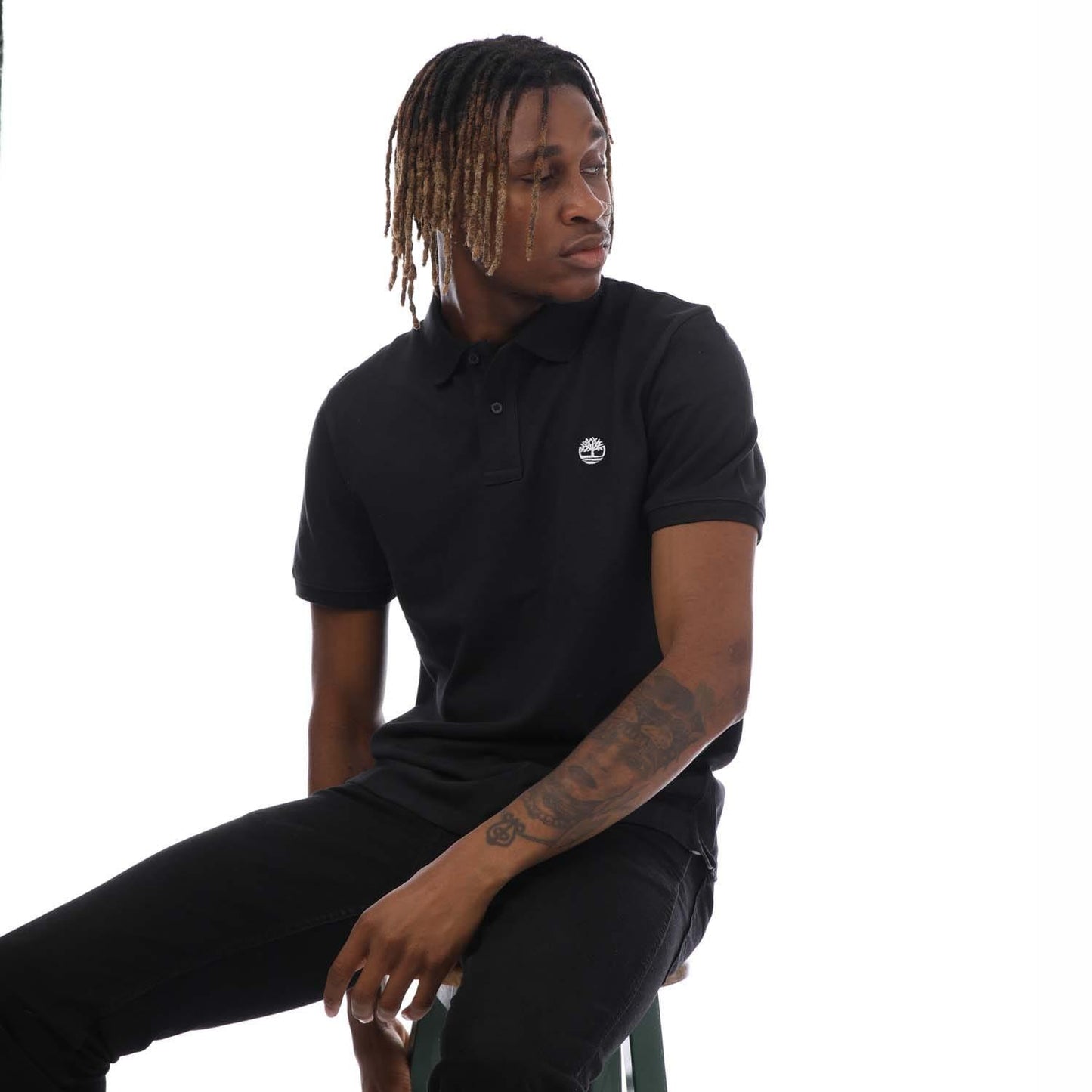 Black - Side - Timberland Unisex Adult Millers River Pique Polo Shirt