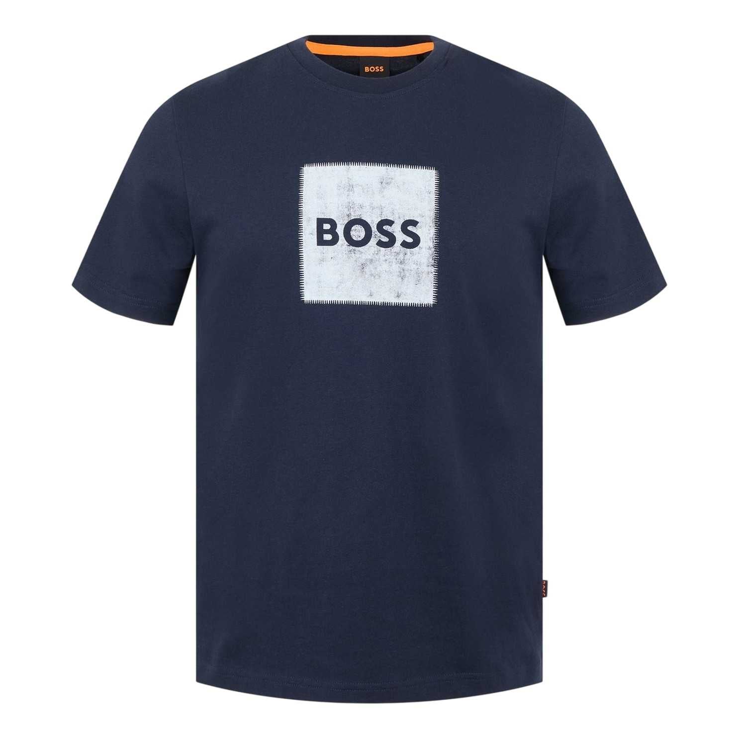 Navy - Front - Boss Mens Box Logo T-Shirt