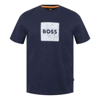 Navy - Front - Boss Mens Box Logo T-Shirt