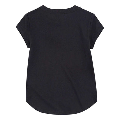 Black-White - Back - Nike Girls Shimmer Logo Short-Sleeved T-Shirt