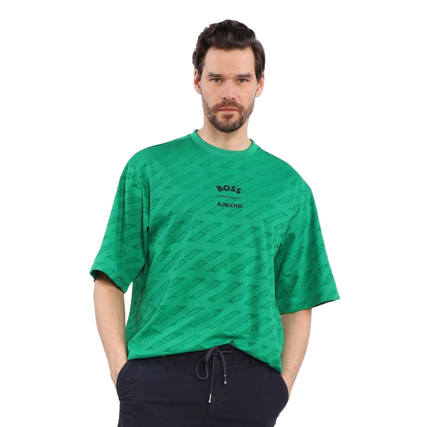 Green - Lifestyle - Boss Mens Ajbxng Talboa All-Over Print T-Shirt