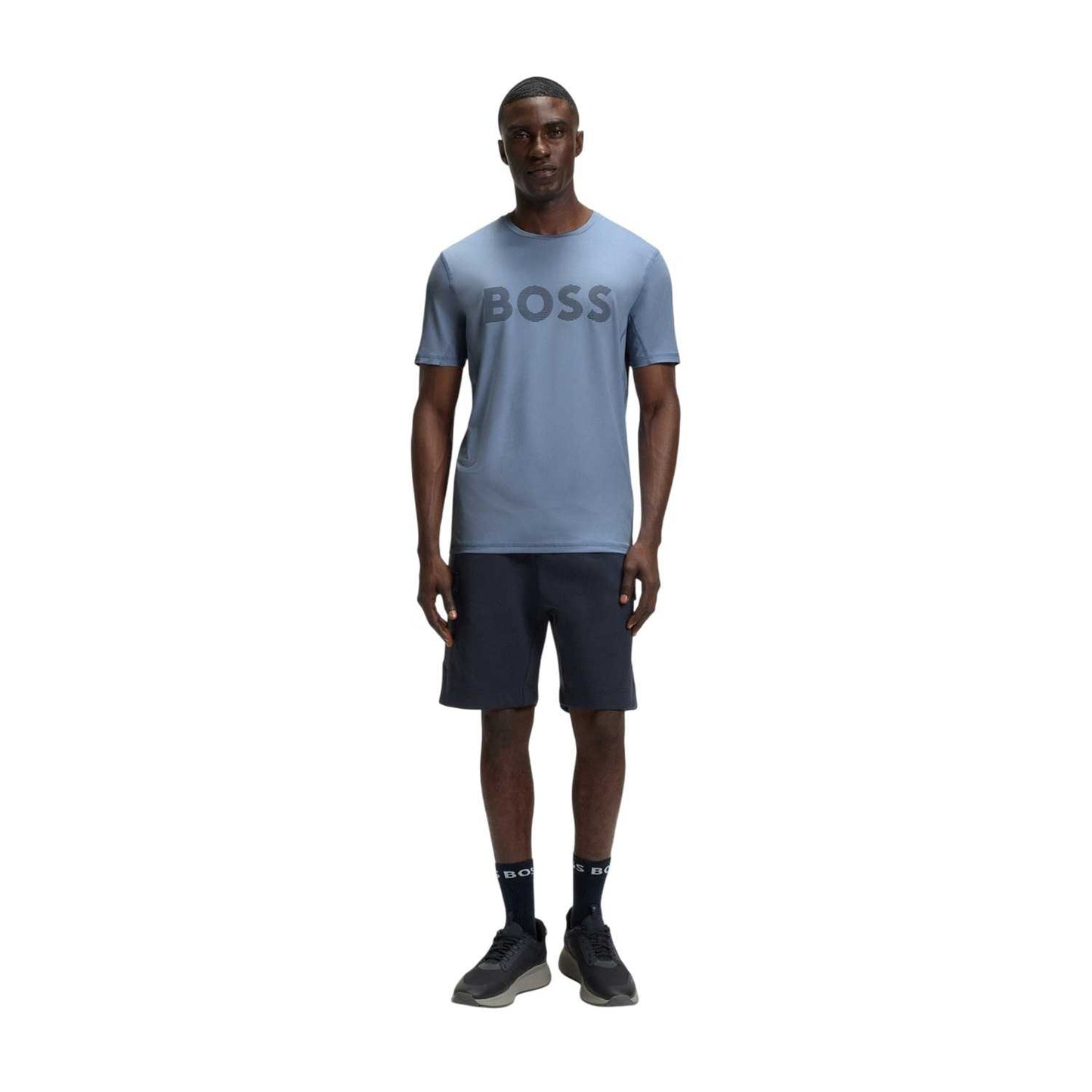 Blue - Lifestyle - Boss Mens Striped Logo Regular T-Shirt