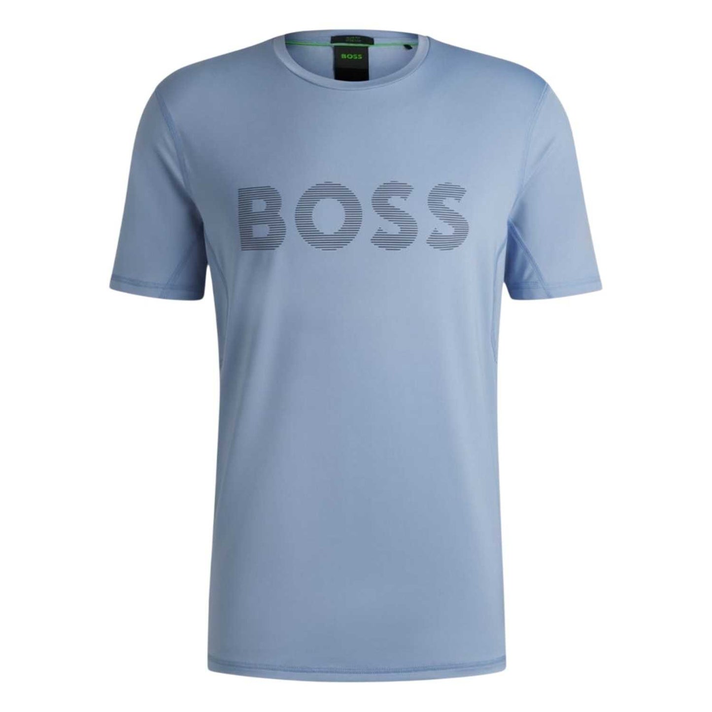 Blue - Front - Boss Mens Striped Logo Regular T-Shirt