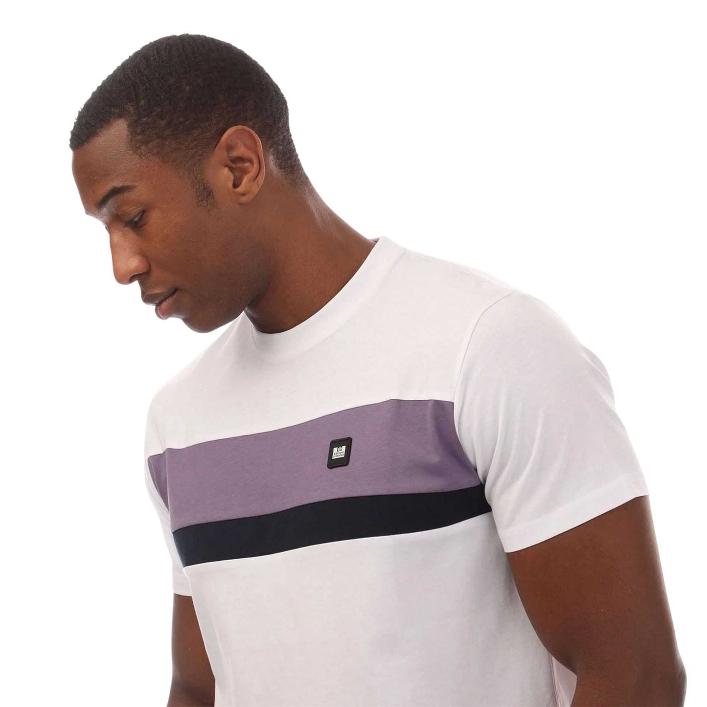 White - Side - Weekend Offender Mens Crossword Colour Block T-Shirt