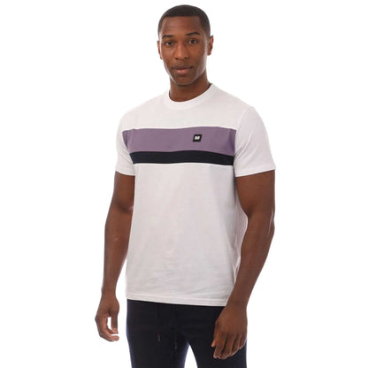 White - Front - Weekend Offender Mens Crossword Colour Block T-Shirt
