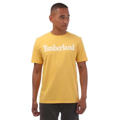 Yellow - Front - Timberland Mens Northwood Wordmark Cotton Crew Neck T-Shirt