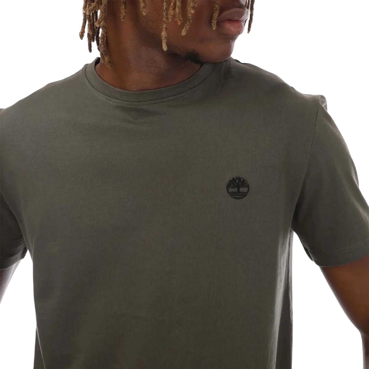 Khaki Green - Side - Timberland Mens Dunstan River Crew Neck Slim T-Shirt