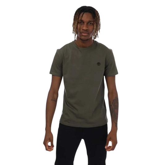 Khaki Green - Front - Timberland Mens Dunstan River Crew Neck Slim T-Shirt