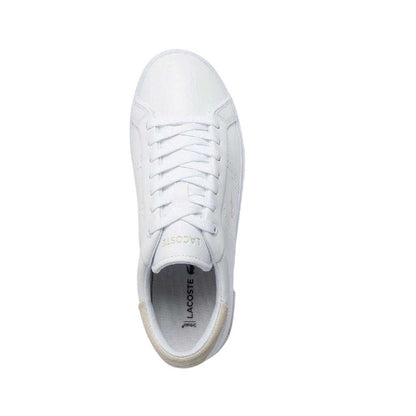 White - Side - Lacoste Womens-Ladies Powercourt 2.0 Leather Trainers