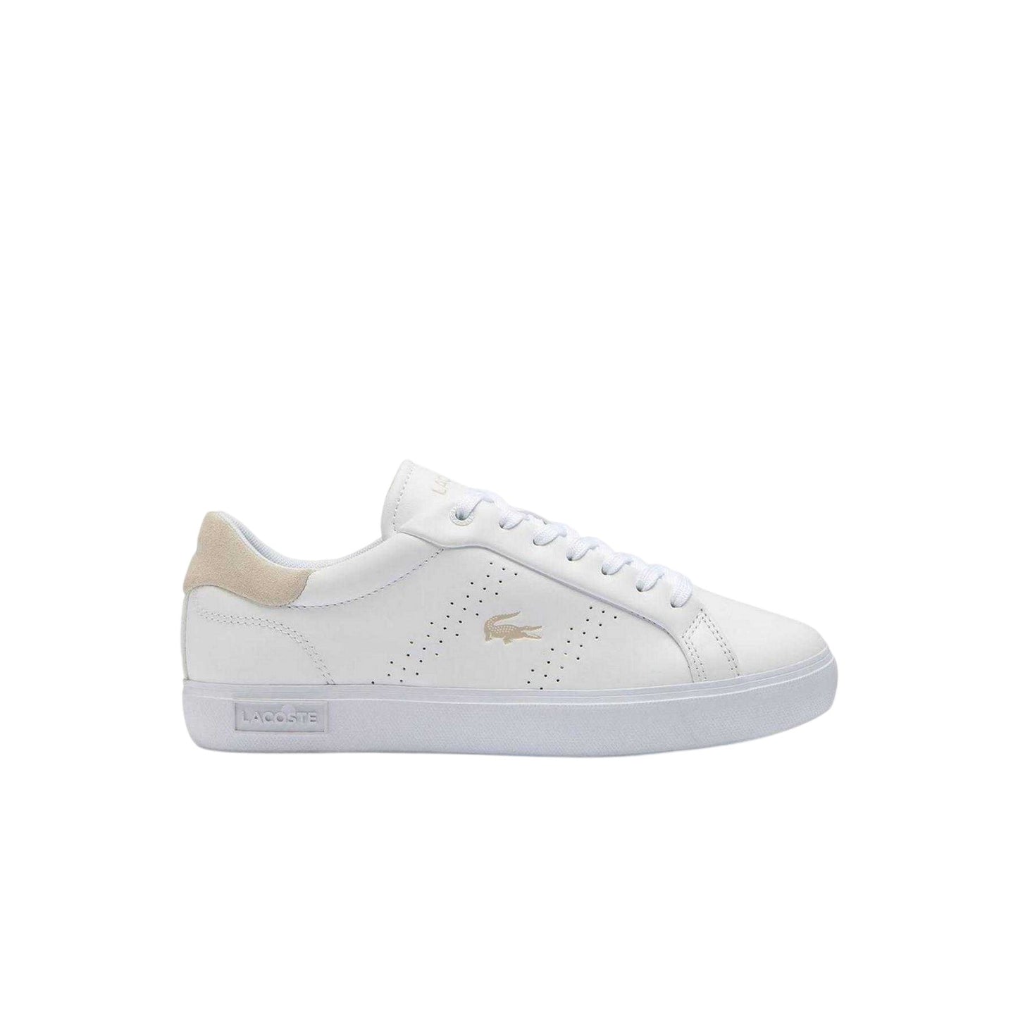 White - Front - Lacoste Womens-Ladies Powercourt 2.0 Leather Trainers