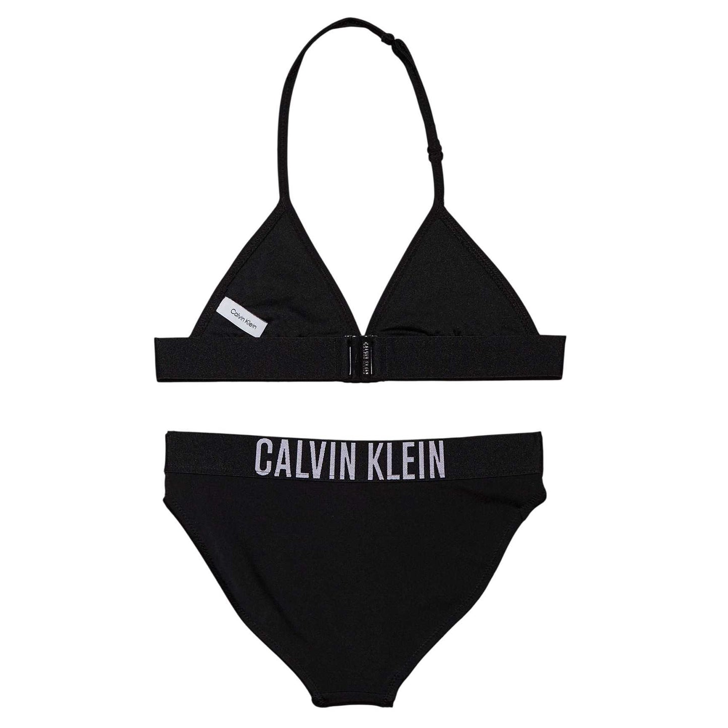 Black - Back - Calvin Klein Girls Lettering Tie Detail Bikini Set