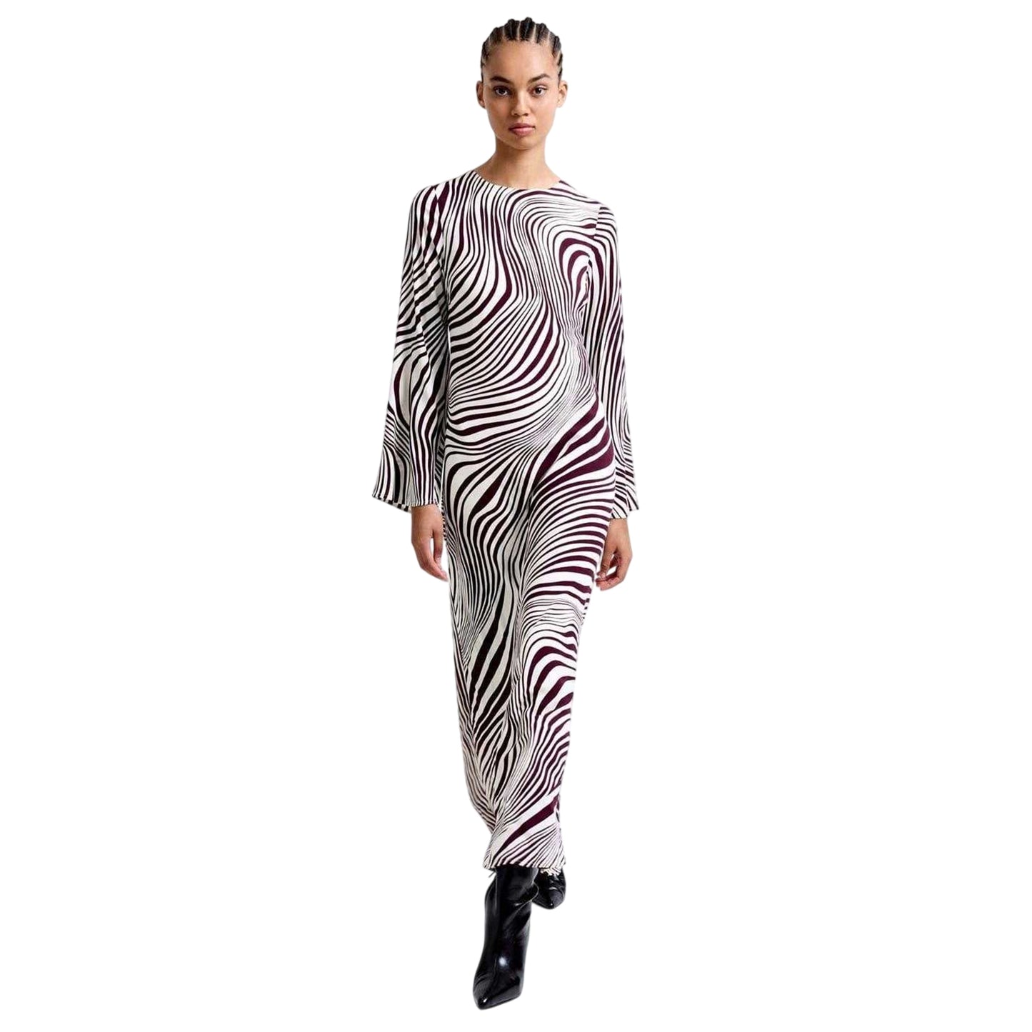 White - Side - French Connection Womens-Ladies Ziggy Crew Neck Maxi Dress