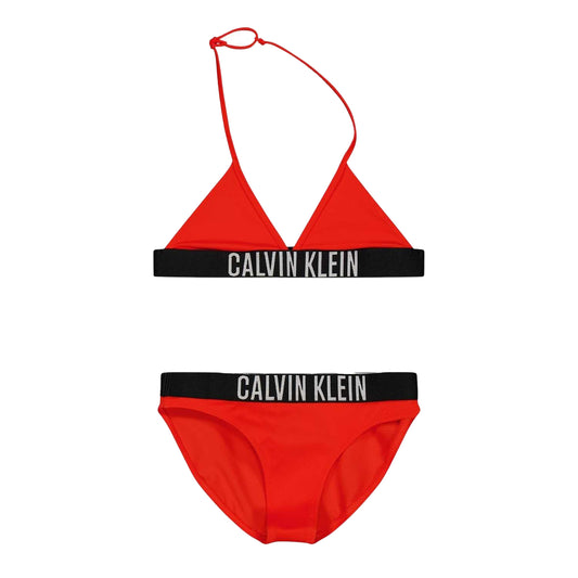 Orange - Front - Calvin Klein Girls Triangle Cups Two-Piece Swimsuit