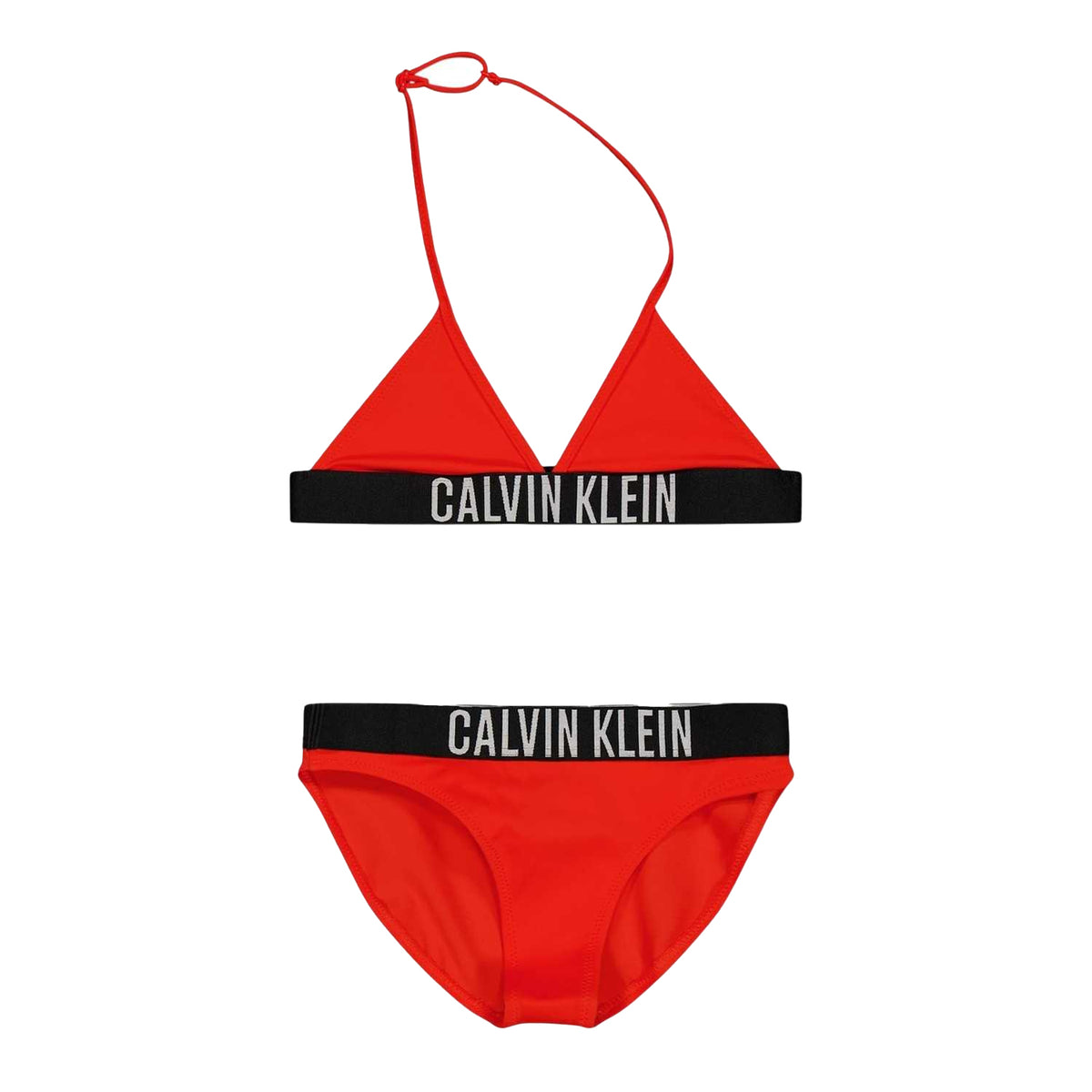Orange - Front - Calvin Klein Girls Triangle Cups Two-Piece Swimsuit