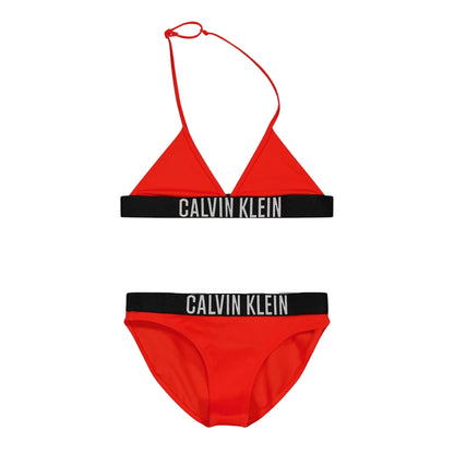 Orange - Front - Calvin Klein Girls Triangle Cups Two-Piece Swimsuit