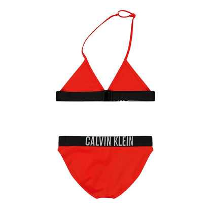 Orange - Back - Calvin Klein Girls Triangle Cups Two-Piece Swimsuit