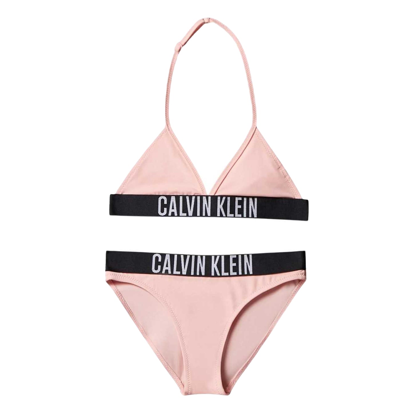 Pink - Front - Calvin Klein Girls Triangle Cups Two-Piece Swimsuit