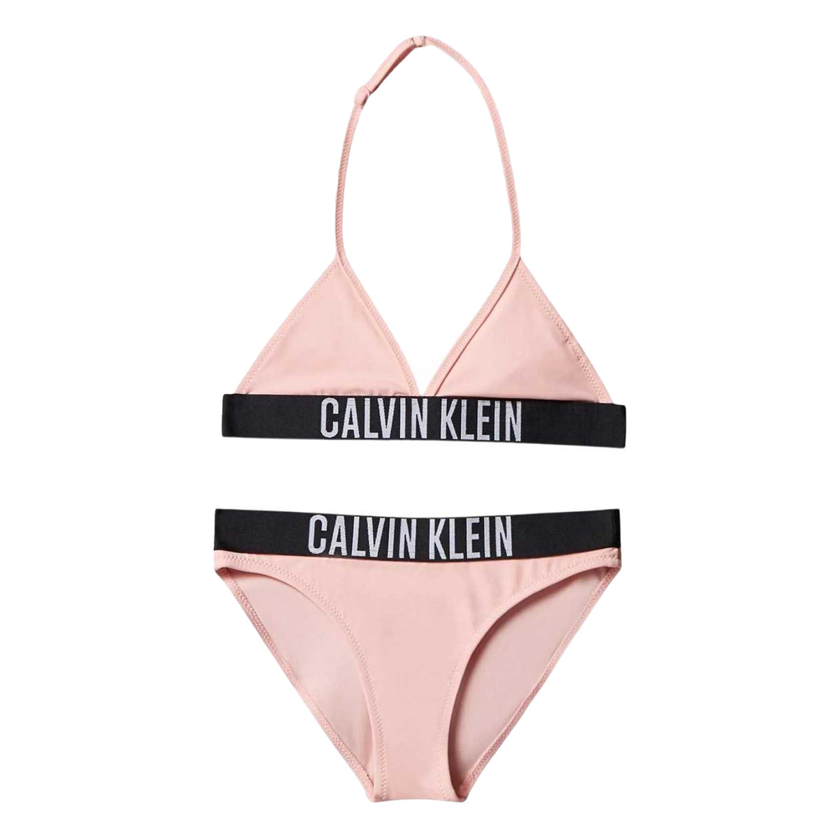 Pink - Front - Calvin Klein Girls Triangle Cups Two-Piece Swimsuit