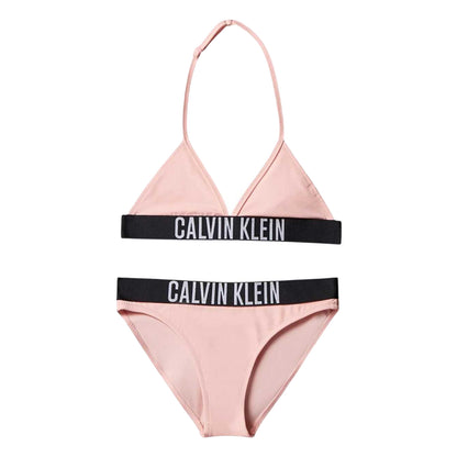 Pink - Front - Calvin Klein Girls Triangle Cups Two-Piece Swimsuit