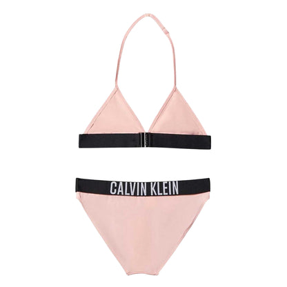Pink - Back - Calvin Klein Girls Triangle Cups Two-Piece Swimsuit
