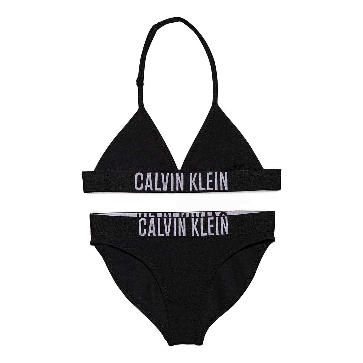 Black - Front - Calvin Klein Girls Triangle Cups Two-Piece Swimsuit