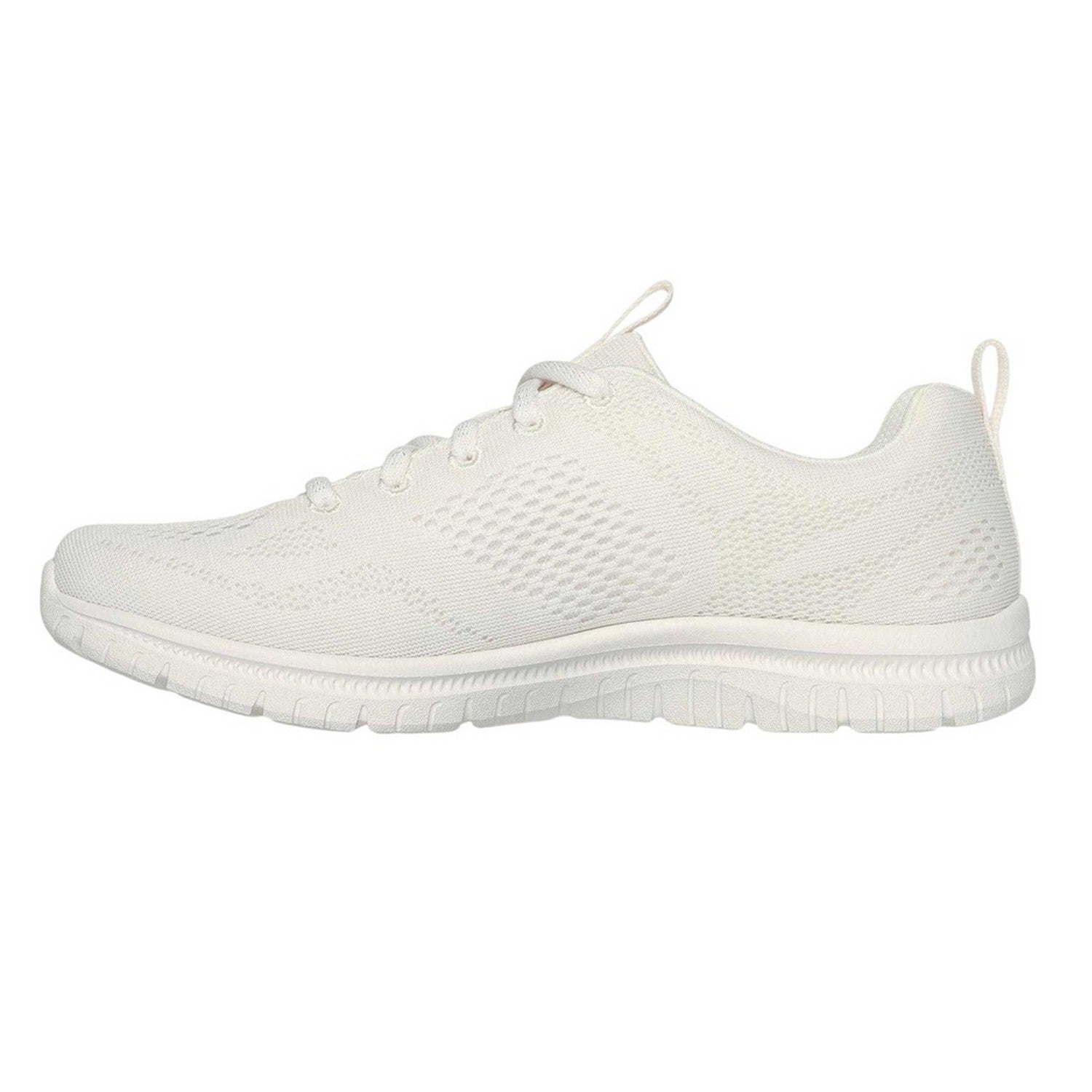 Off White - Side - Skechers Womens-Ladies Mesh Memory Foam Trainers