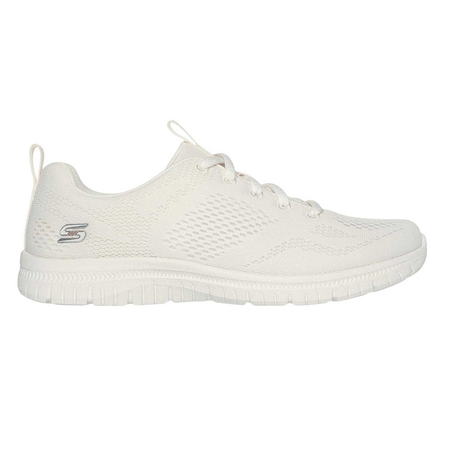 Off White - Lifestyle - Skechers Womens-Ladies Mesh Memory Foam Trainers