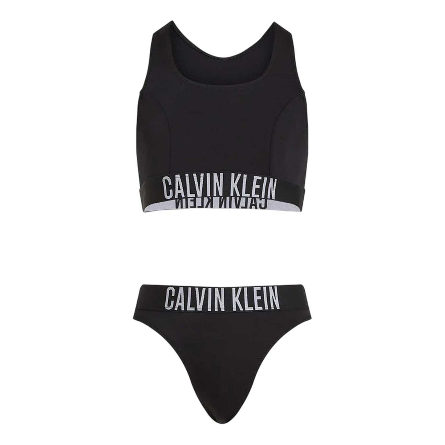 Black - Front - Calvin Klein Girls Logo Bikini Set