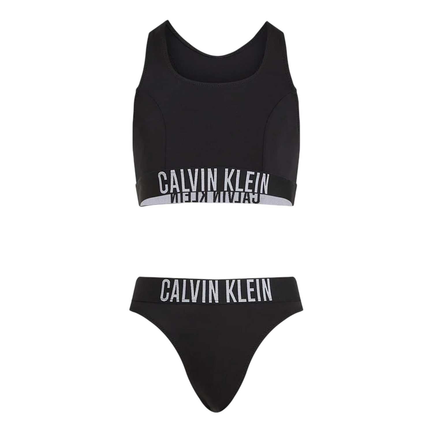 Black - Front - Calvin Klein Girls Logo Bikini Set