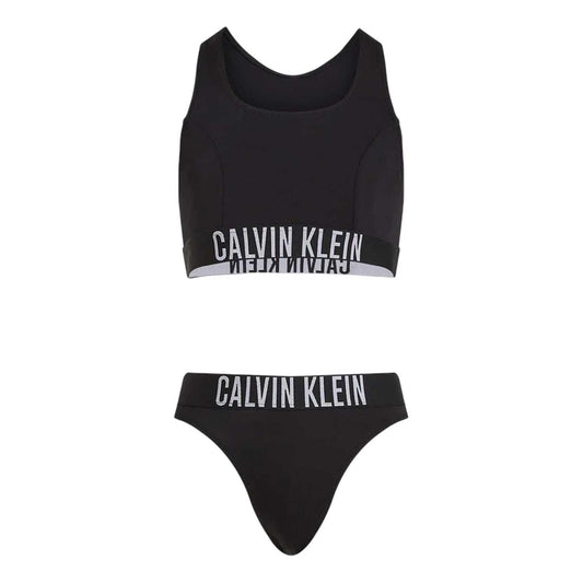 Black - Front - Calvin Klein Girls Logo Bikini Set
