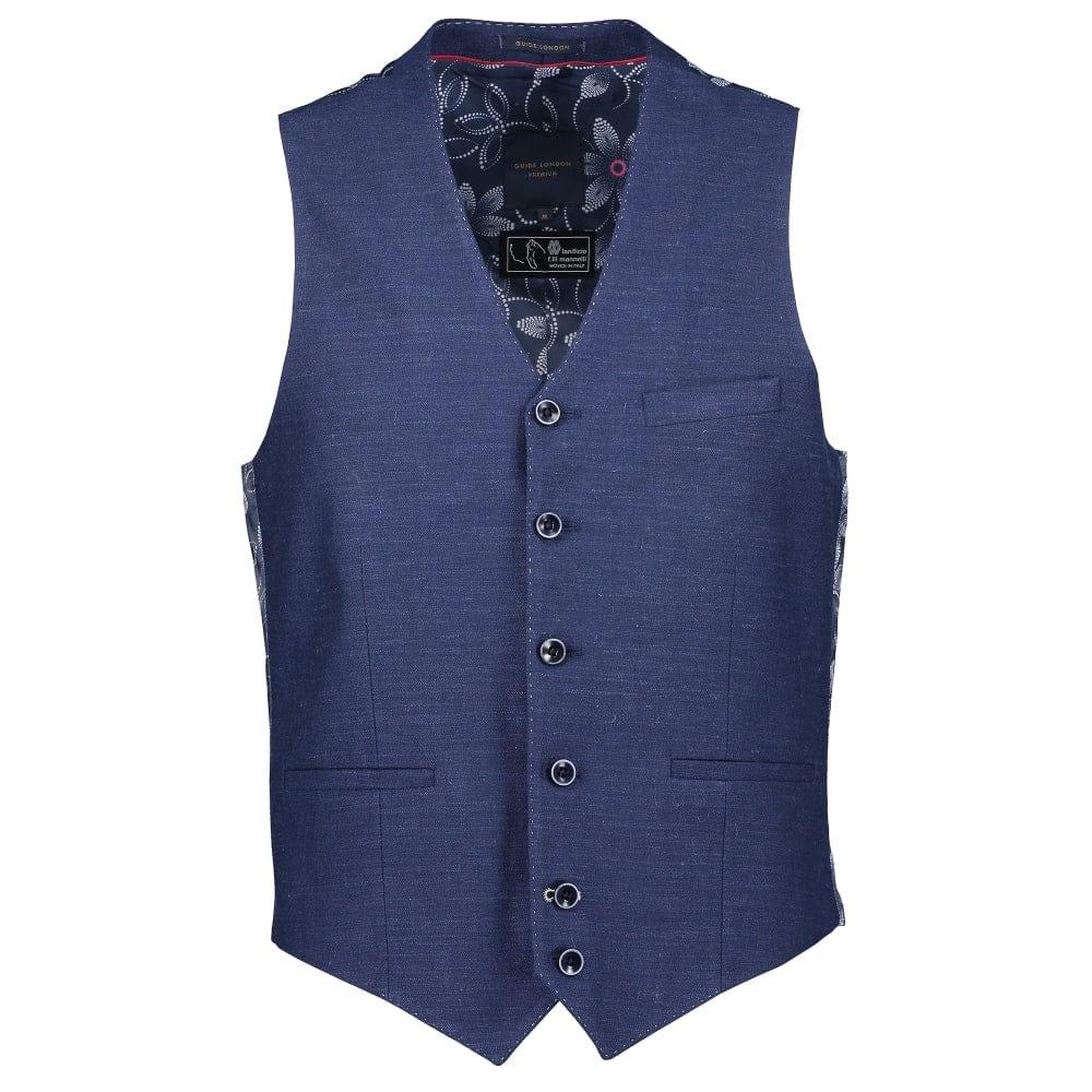 Navy - Front - Guide London Mens Stab Stitch Waistcoat