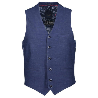 Navy - Front - Guide London Mens Stab Stitch Waistcoat