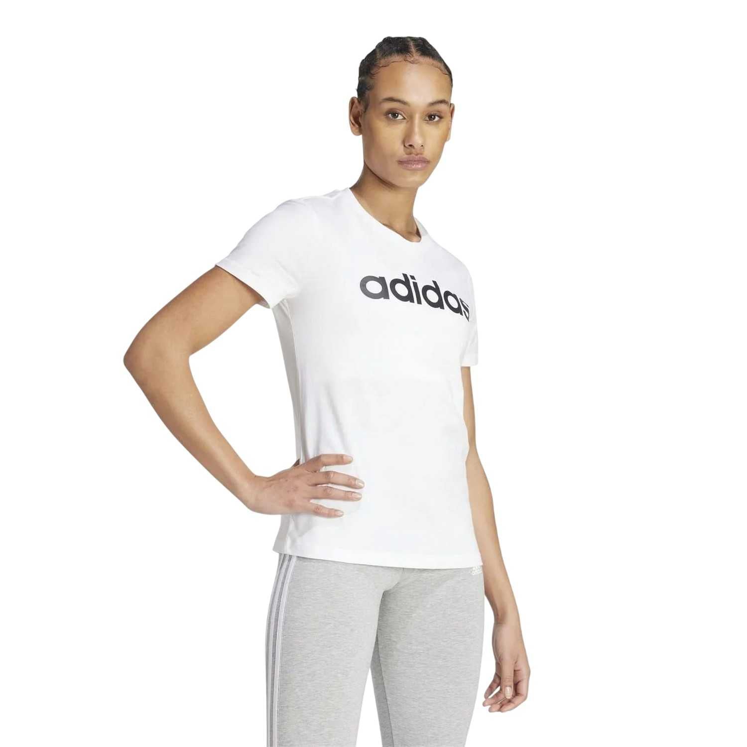 White - Side - Adidas Womens-Ladies Logo T-Shirt