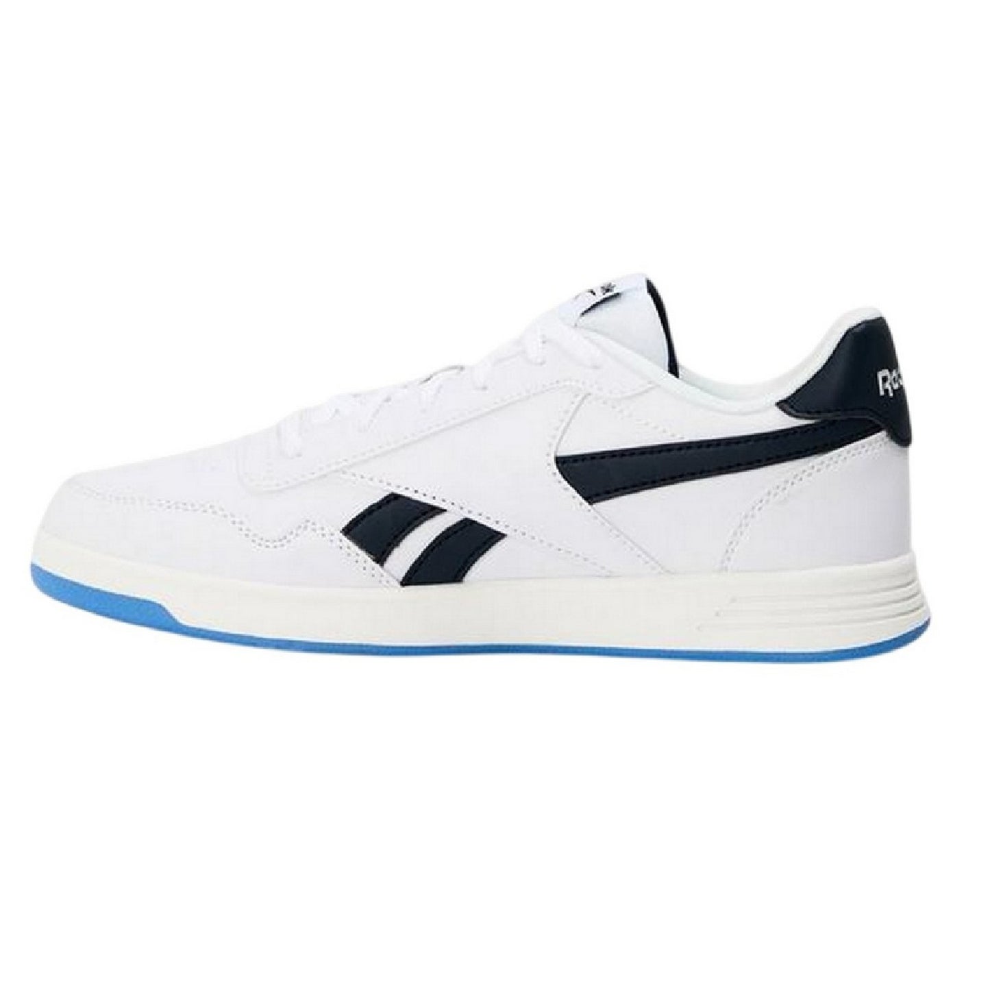 White-Navy - Side - Reebok Unisex Adult Court Advance Leather Flat Trainers