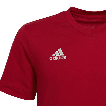 Red - Side - Adidas Childrens-Kids Entrada 22 V Neck T-Shirt