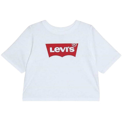 White - Front - Levis Girls Batwing Logo Regular Crop T-Shirt