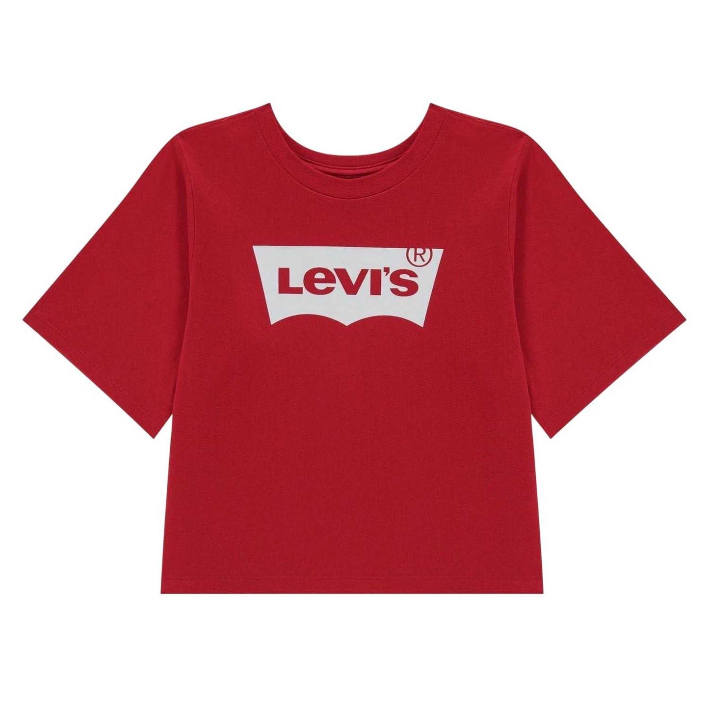 Red - Front - Levis Girls Batwing Logo Regular Crop T-Shirt
