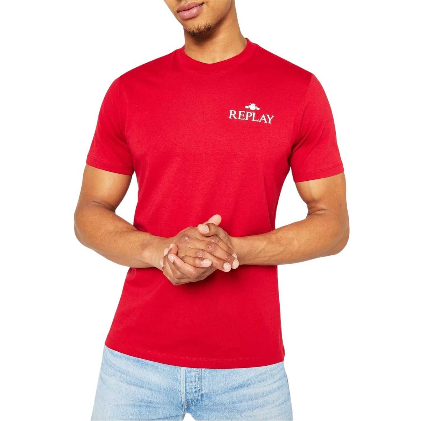 Red - Side - Replay Mens Small Logo T-Shirt
