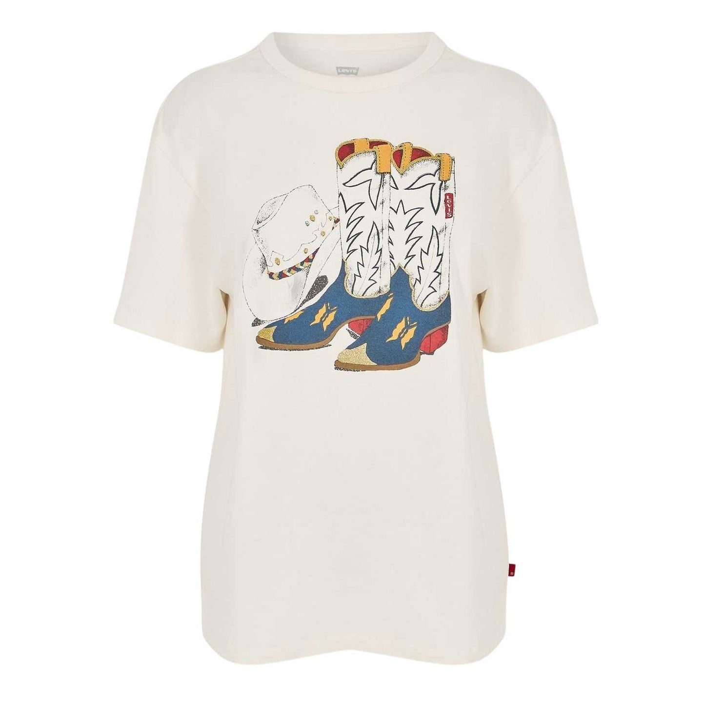White - Front - Levis Womens-Ladies Crew Neck Boyfriend T-Shirt