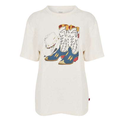 White - Front - Levis Womens-Ladies Crew Neck Boyfriend T-Shirt