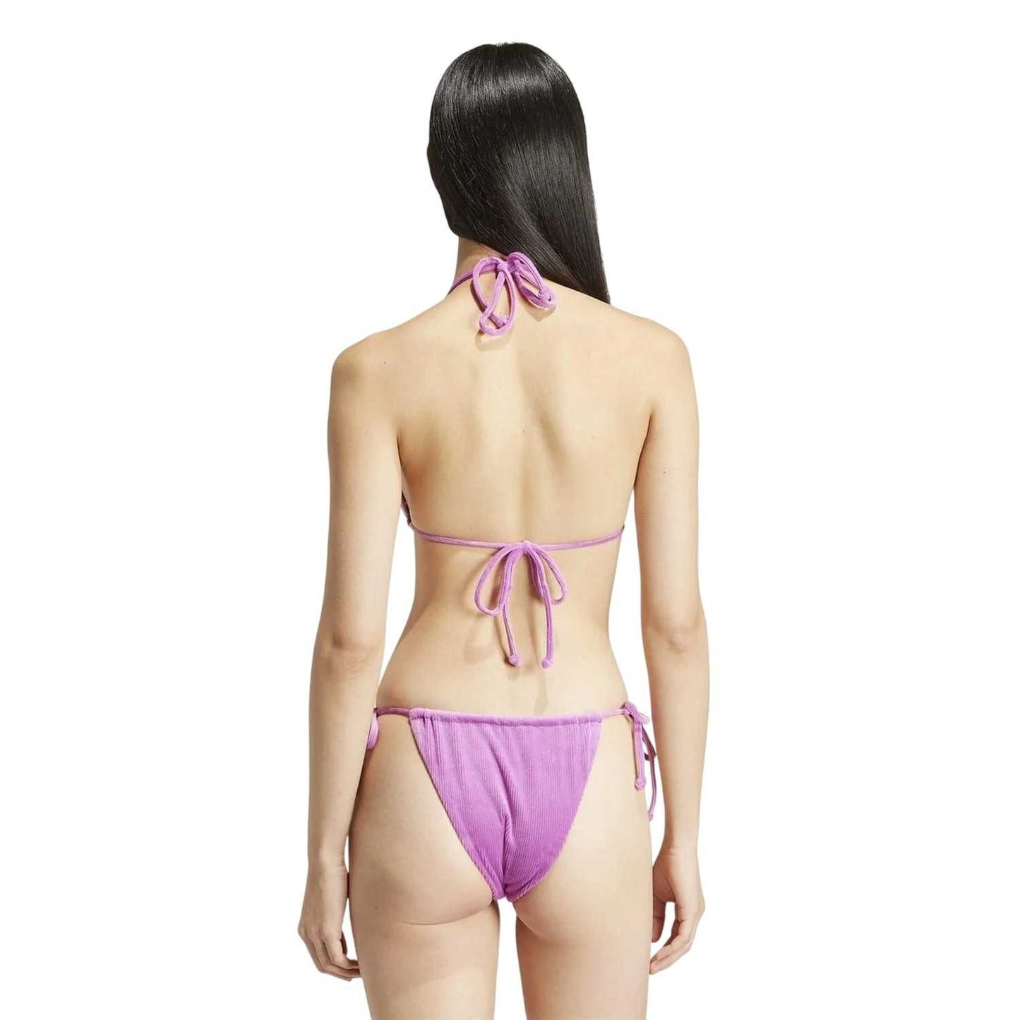 Purple - Back - Adidas Womens-Ladies Essentials Ribbed Tie Up Bikini Set