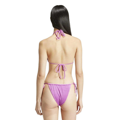Purple - Back - Adidas Womens-Ladies Essentials Ribbed Tie Up Bikini Set